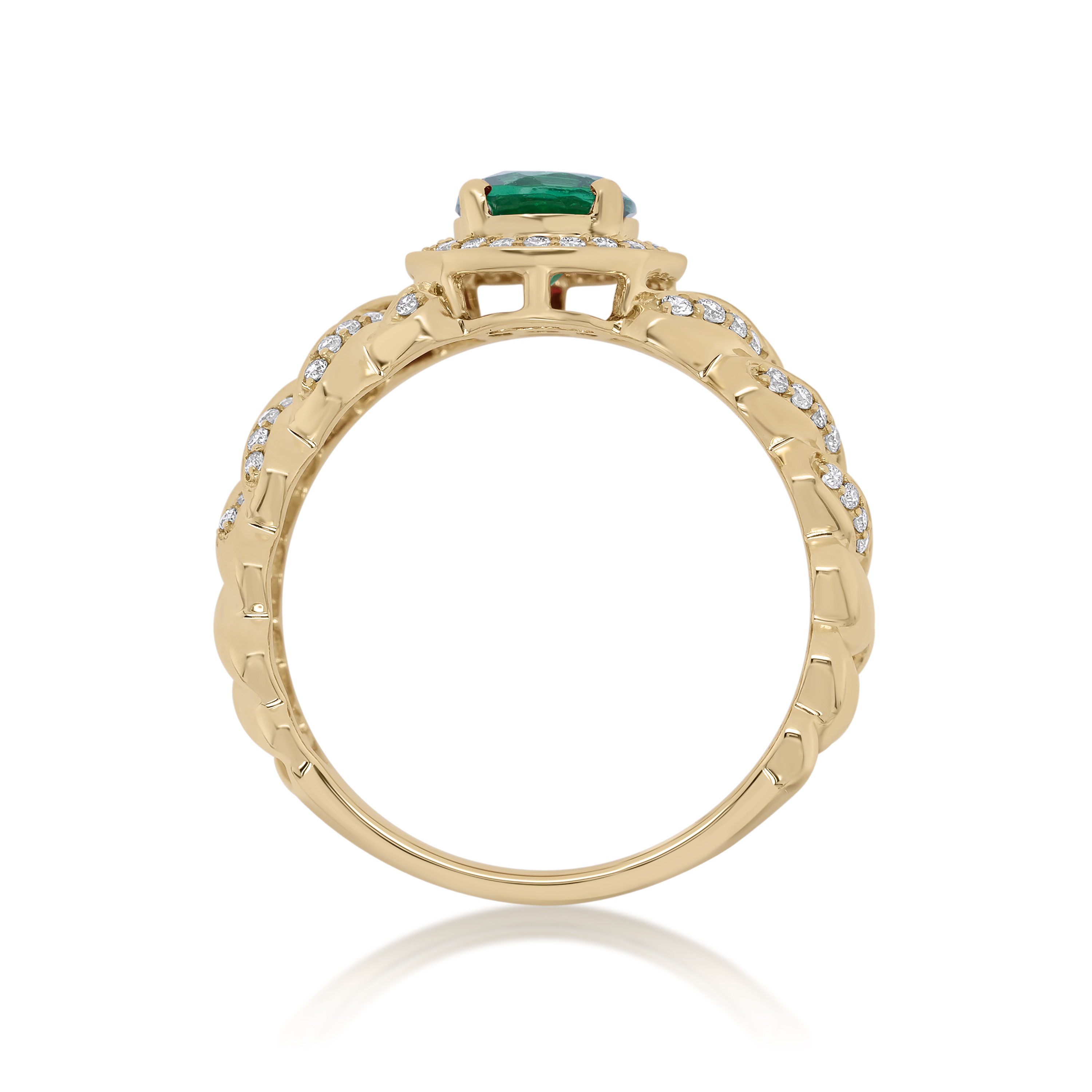 Diamond Ring 0.26 ct. 14K Yellow Gold Round Green Center Stone